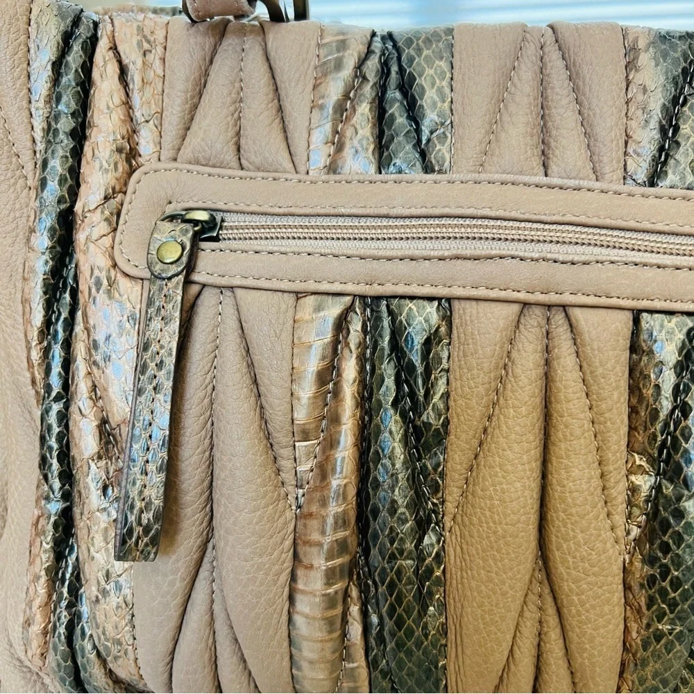 Genuine Snake Skin/Grain Brown Leather Handbag/Satchels Bag